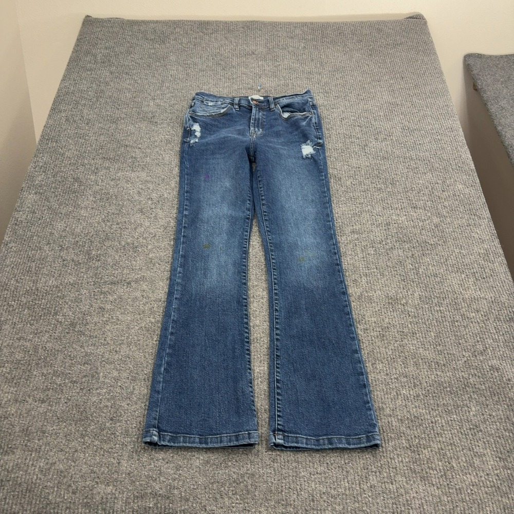 Kensie Jeans Womens 6 Blue Cotton Polyester Spandex Distressed Bootcut‎ Casual